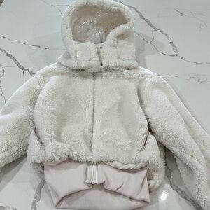 Alo Yoga Foxy Sherpa Jacket Removable Hoodie Full Zip Long Sleeve White Size XS